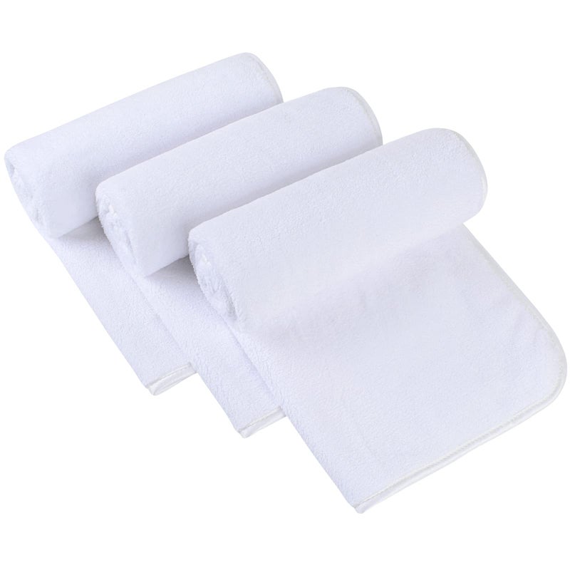 SINLAND Microfiber Hand Towels for Bathroom Super Soft Washcloth for Home Spa Sports Face Towels Hair Towels 16Inch x 30Inch White 3Pack - Image 1